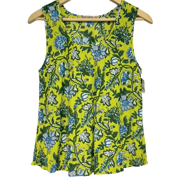 Dress Addict Cami Tank Top NWT Womens S Green Floral Light Cotton Boho Fairy - Picture 1 of 10